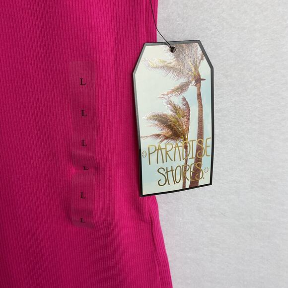 Paradise Shores Basic Ribbed Beach Sides Tank Pink Large NWT - Picture 5 of 11